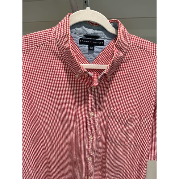 Tommy Hilfiger Men's Short Sleeve‎ Plaid Button Down Red Size XL - Picture 3 of 6